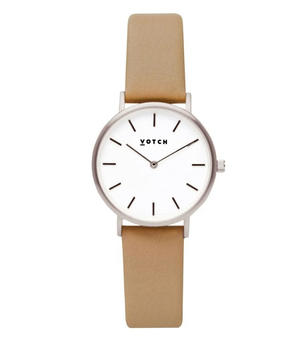 Votch Silver & Tan Watch | Petite