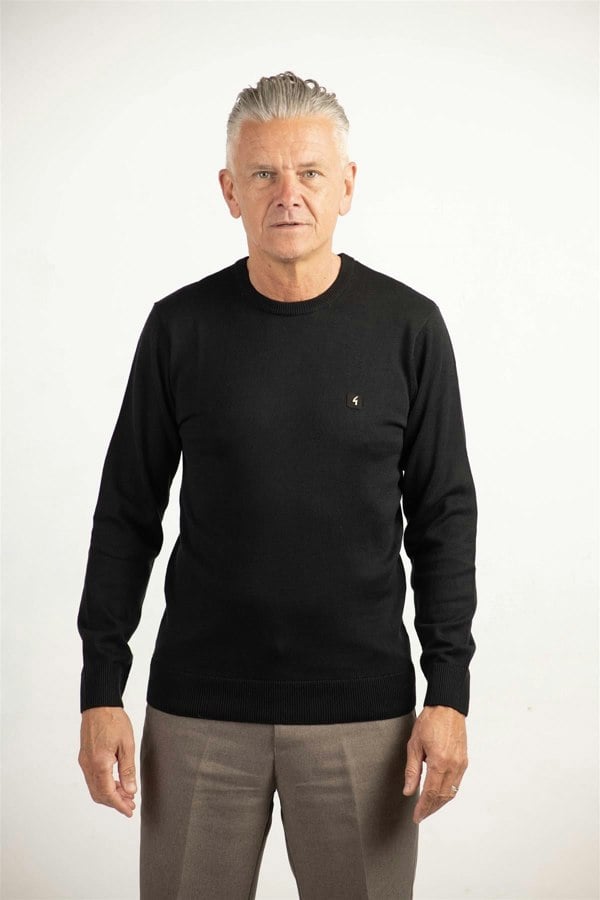 Gabicci V00GK07 Mens Cole Crew Neck Sweater Gabicci Vintage - BLACK