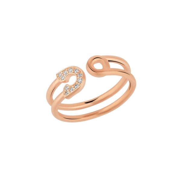 Spero London Sterling Silver Pave Jewelled Safety Pin Ring