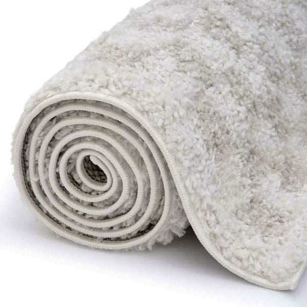 Moodi Shaggy Cream Rug, soft & fluffy pile, tartan design | THE RUGS