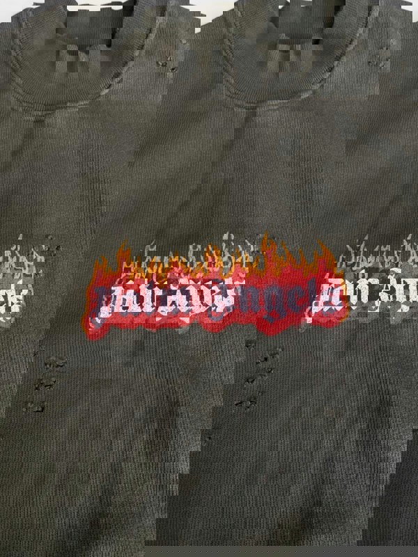 Palm Angels Burning Logo Sweatshirt Military Green