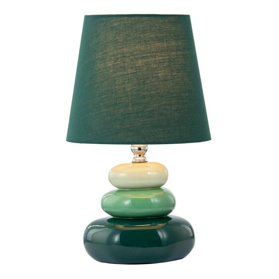 Happy Homewares Ceramic Pebble Table Lamp with Olive Forest and Pale Green Colours