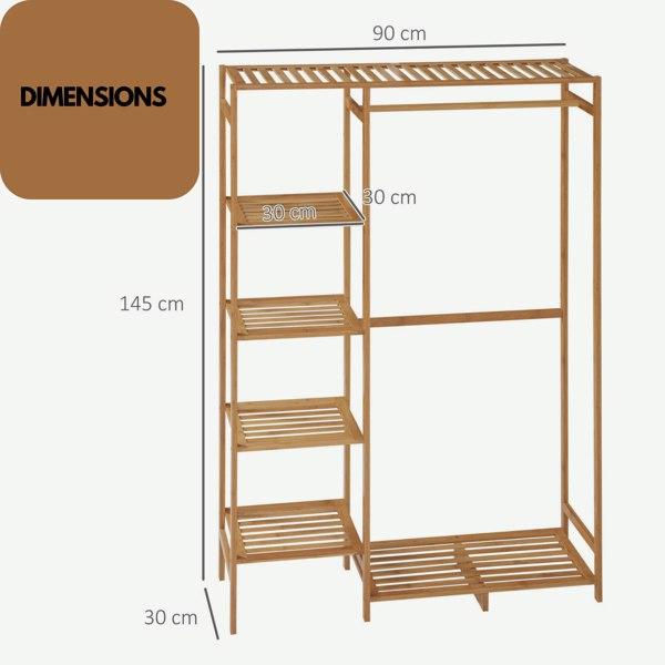 Rafaelo Mobilia Bamboo 6 Tier Open Wardrobe