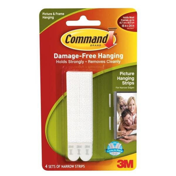Command Narrow Picture Strips (Pack of 4) - White - 