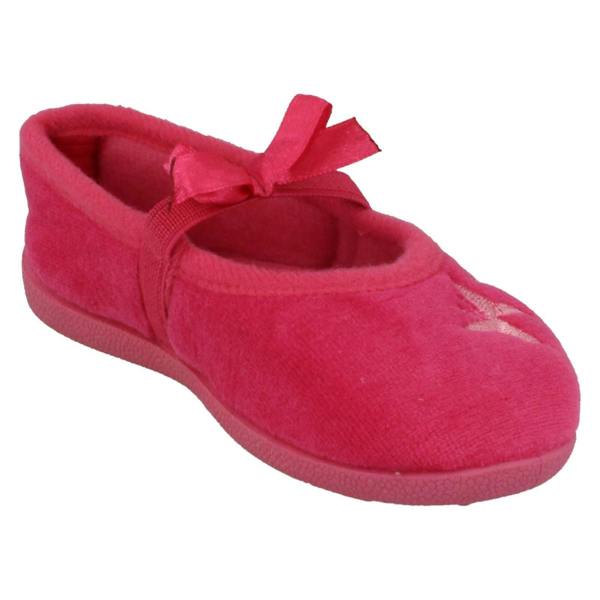 Spot On Infant Girls Spot On Slippers with Butterfly Stitching