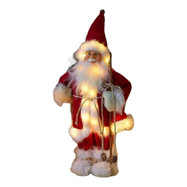 Samuel Alexander 45cm Battery Operated Red Standing Light up Santa Claus with Brown Woven Sack