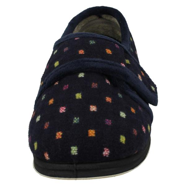 Padders Ladies Padders Wide Fitting Hook & Loop Slippers Lotty