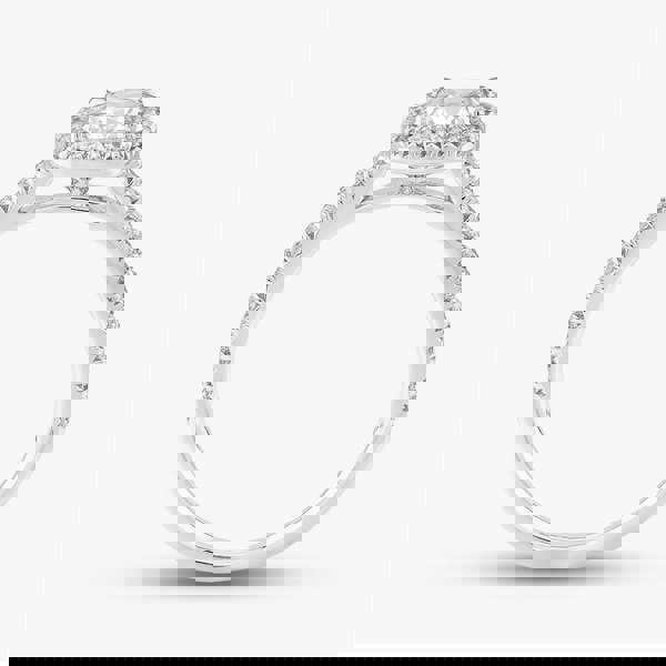 T. H. Baker 18ct White Gold Certificated 1.04ct Cushion Cut Diamond Shoulder Set Halo Ring J10648X/24-14-044 M