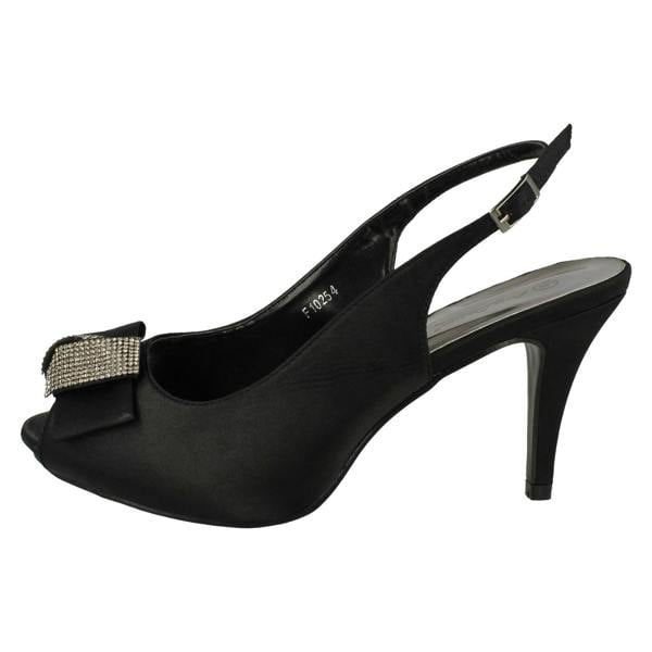 Anne Michelle Ladies Anne Michelle Peep Toe Diamante Bow Court Shoes F10254