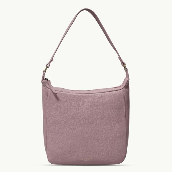 Assots London 'BIANCA' Pale Pink Pebble Grain Leather Slouchy Hobo Bag