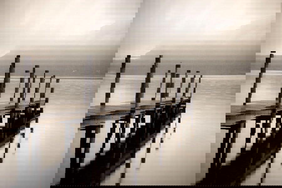 jetty in the mist by Rick Bowden