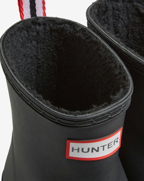 Hunter Play Womens Shearling Insulated Short Wellington Boots - Black