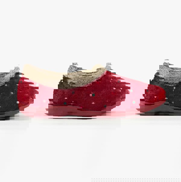 Sleepers SOPHIE Womens Textile Polka Dot Full Slippers Burgundy