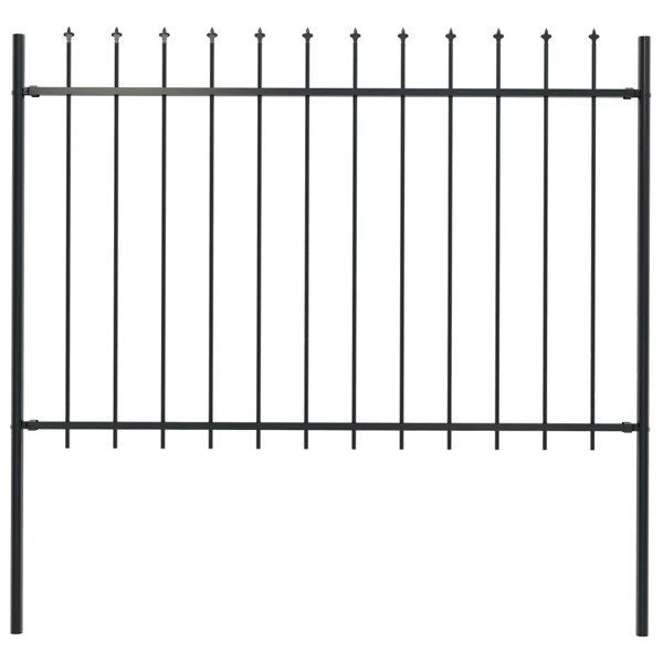 Berkfield Garden Fence with Spear Top Steel 1.7x1.2 m Black