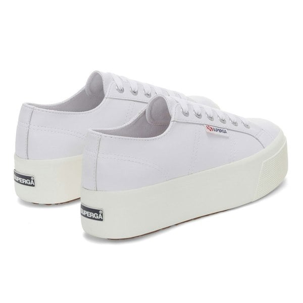 Superga Womens/Ladies 2790 Nappa Leather Trainers - Optical White Silver/Avorio