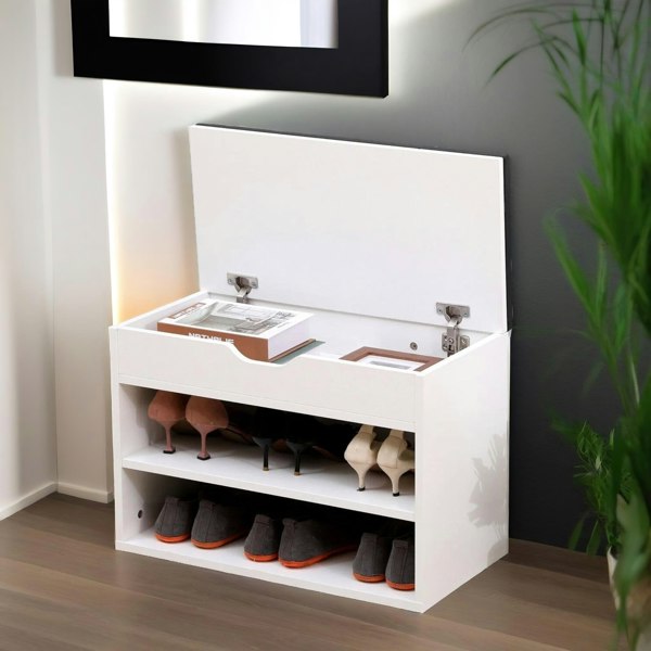 Rafaelo Mobilia Shoe Storage Bench 60CM White