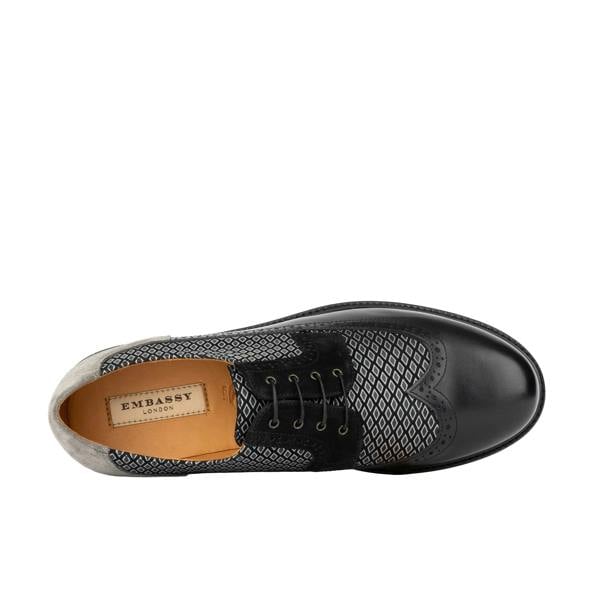 Embassy London Cyclone - Black Diamonds - Men's chunky sole leather shoe