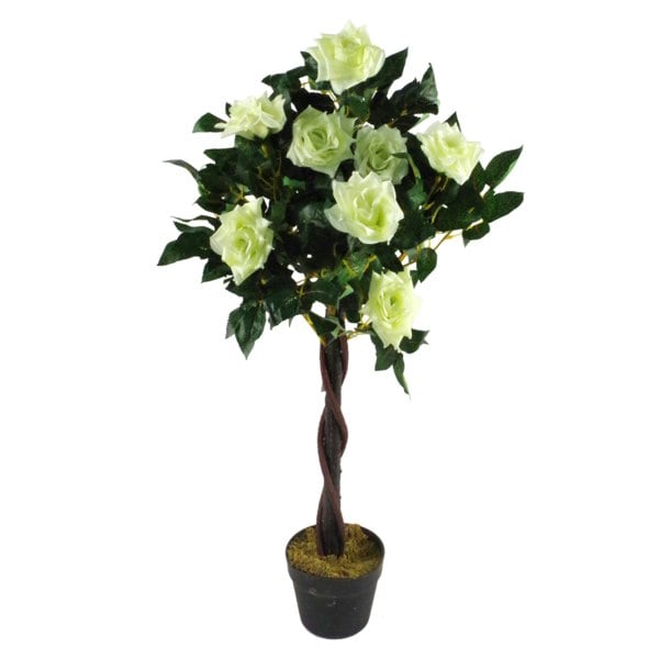 Leaf Artificial Cream Rose Tree Wedding Twisted Vine Detail 90cm (3ft)