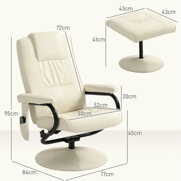 Massage Recliner Chair with Ottoman Set