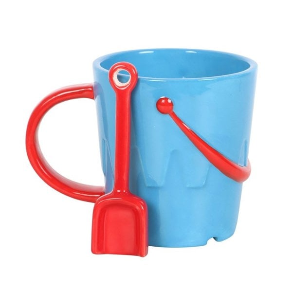 Serano Bucket Shaped Ceramic Mug with Spade Spoon