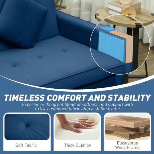 Wyld Haus Sarova Difa Blue Fabric 3 Seater Convertible Sofa Bed