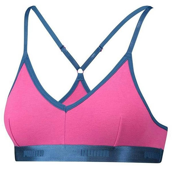 Puma Cotton Modal Stretch High-Shine Triangle Bralette, Pink/Blue