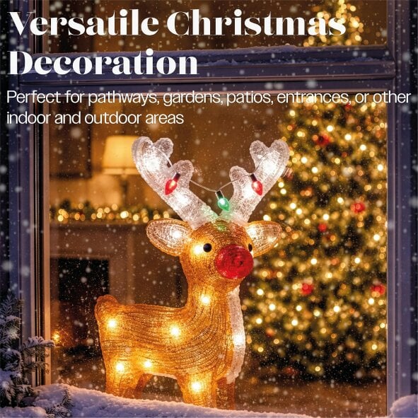 Scotts of Stow Xmas Haus LED Acrylic Deer Battery Operated with Timer