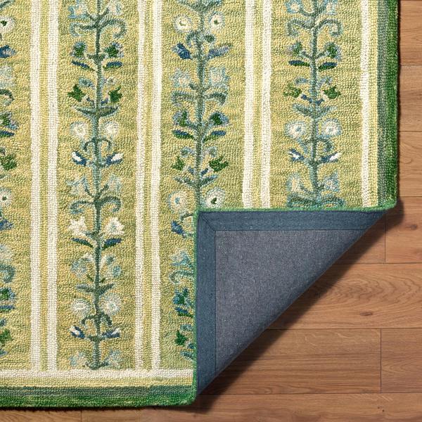 Livabliss Fairfax-Hand Tufted Green Beige Blue Wool Global Fringe Rug