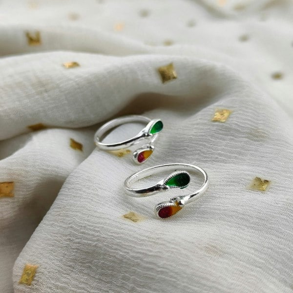 Colourful Silver Toe Ring