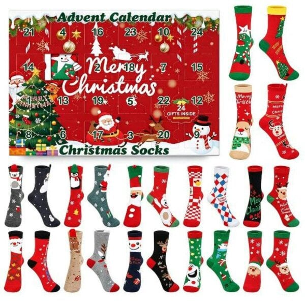 Obasyhig Christmas Socks Advent Calendar 2026 - 24 pairs - Style 5