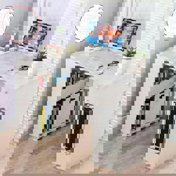 Havendro Computer Desk H Shaped PC Laptop Gaming Table W/ Book Shelves Bookcase UK