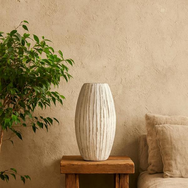 Wyld Haus Wildbloom Large White Ceramic Fin Vase