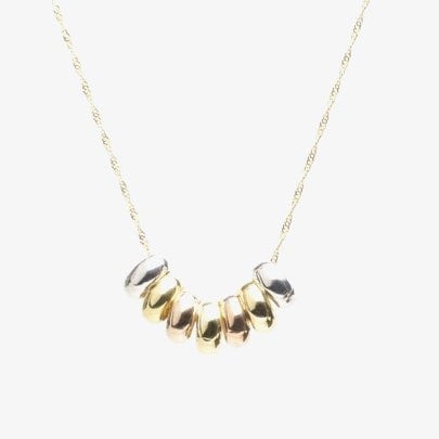 T. H. Baker 9ct Gold 3 Colour Rings 18 Inch Necklet 3-42-3114