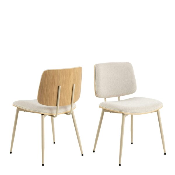 Wyld Haus Set of 2 Nairobi Dining Chair Beige Chenille and Oak Veneer