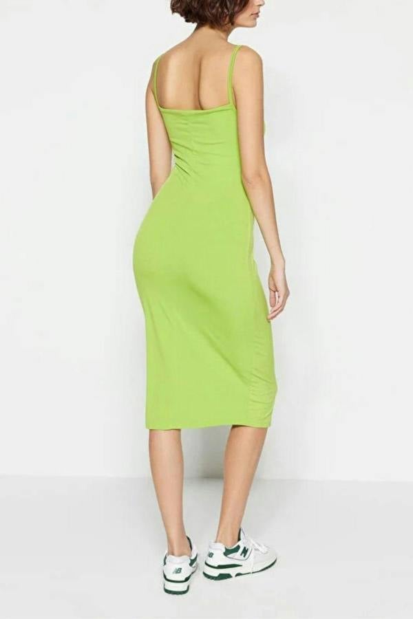 WOVCOR Cowl Neck Stretch Knit Midi Dress