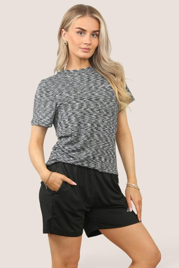 Elaina Fashion Women's Activewear Set – Lightweight Performance T-Shirt & Shorts with Pockets, Gym, Yoga, Running | Various Colours - Black
