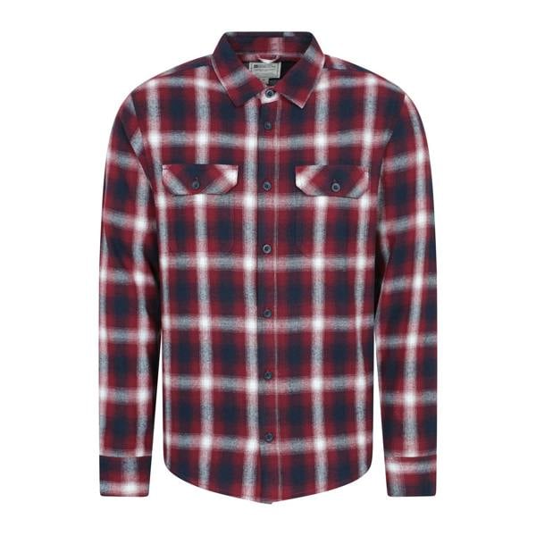 Mountain Warehouse Mens Trace Flannel Long-Sleeved Shirt - Berry