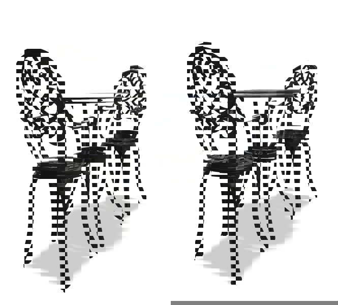 Centurion Supports PREGO Garden and Patio Table and 2 Large Chairs with Armrests Cast Aluminium Bistro Set - Black
