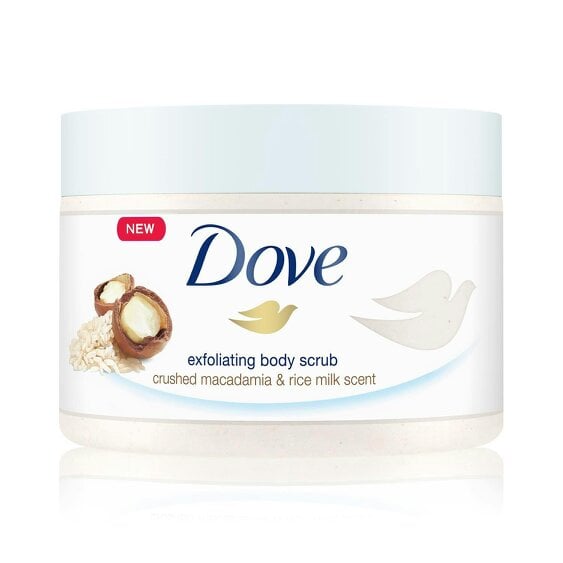 Dove Exfoliating Body Scrub Crushed Macadamia & Rice Milk, 225ml 4 Pack