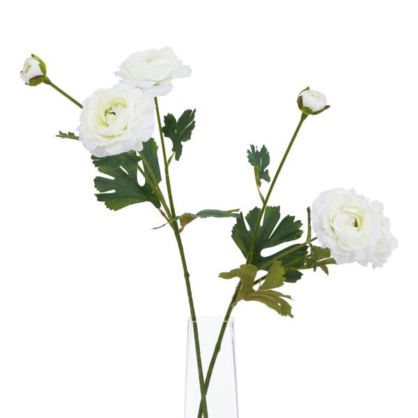 Wyld Haus Set of 3 Artificial Flowers White Ranunculus Stem