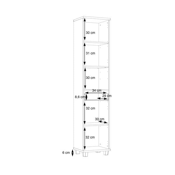 Furniture To Go Veris Tall Narrow Bathroom Cupboard with 2 Doors & 1 Drawer in Sonoma Oak and White High Gloss
