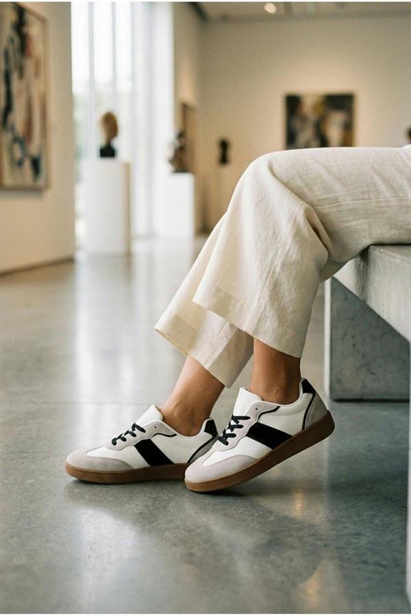 Saoirse Retro Style Trainers | colour:WHITE