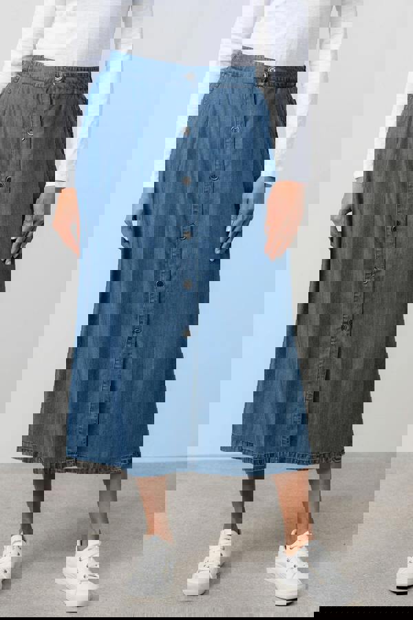 Holly Tencel™ Denim Elasticated Waist Midi Skirt Blue | Lily and Me Clothing