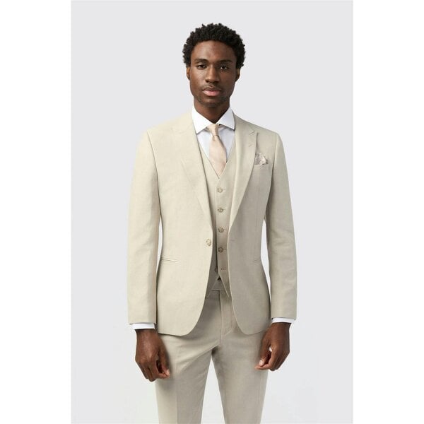 Alexandre Silver Alexandre Tailored Fit Stone Linen Jacket