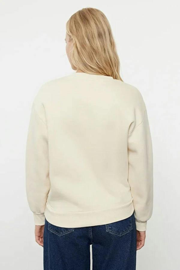 Hoxton Gal Thick Fleece-Lined Regular Fit Crew Neck Basic Knit Sweatshirt
