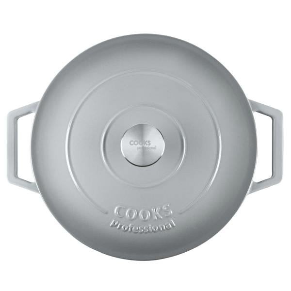 Cooks Professional Set of 3 Cast Iron Casserole | 20cm, 26cm and 28cm | Grey