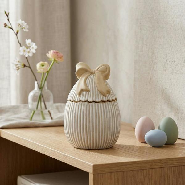 Garden Greatness Springtime Egg Shaped Jar With Decorative Bow