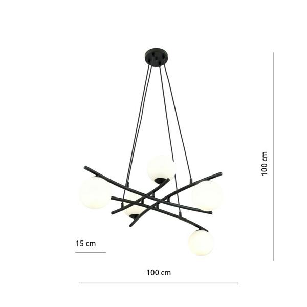 Emibig ESSA Pendant lamp 5 x E14 Black with White Shade