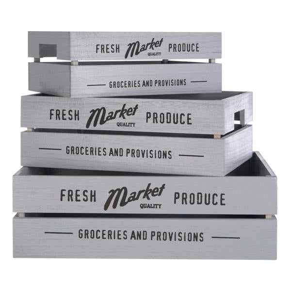 Naresso Wood Set of 3 Provision Crates