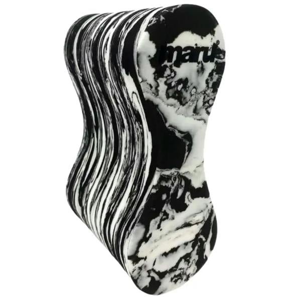 Maru adult swirl pull buoy in black and white marbled design